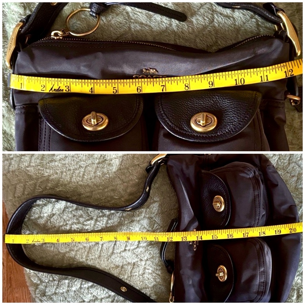 đź‘‘âś…PRICE FIRMâś…Coach Black Leather and Nylon Utility Shoulder Hobo Bag - Picture 13 of 16